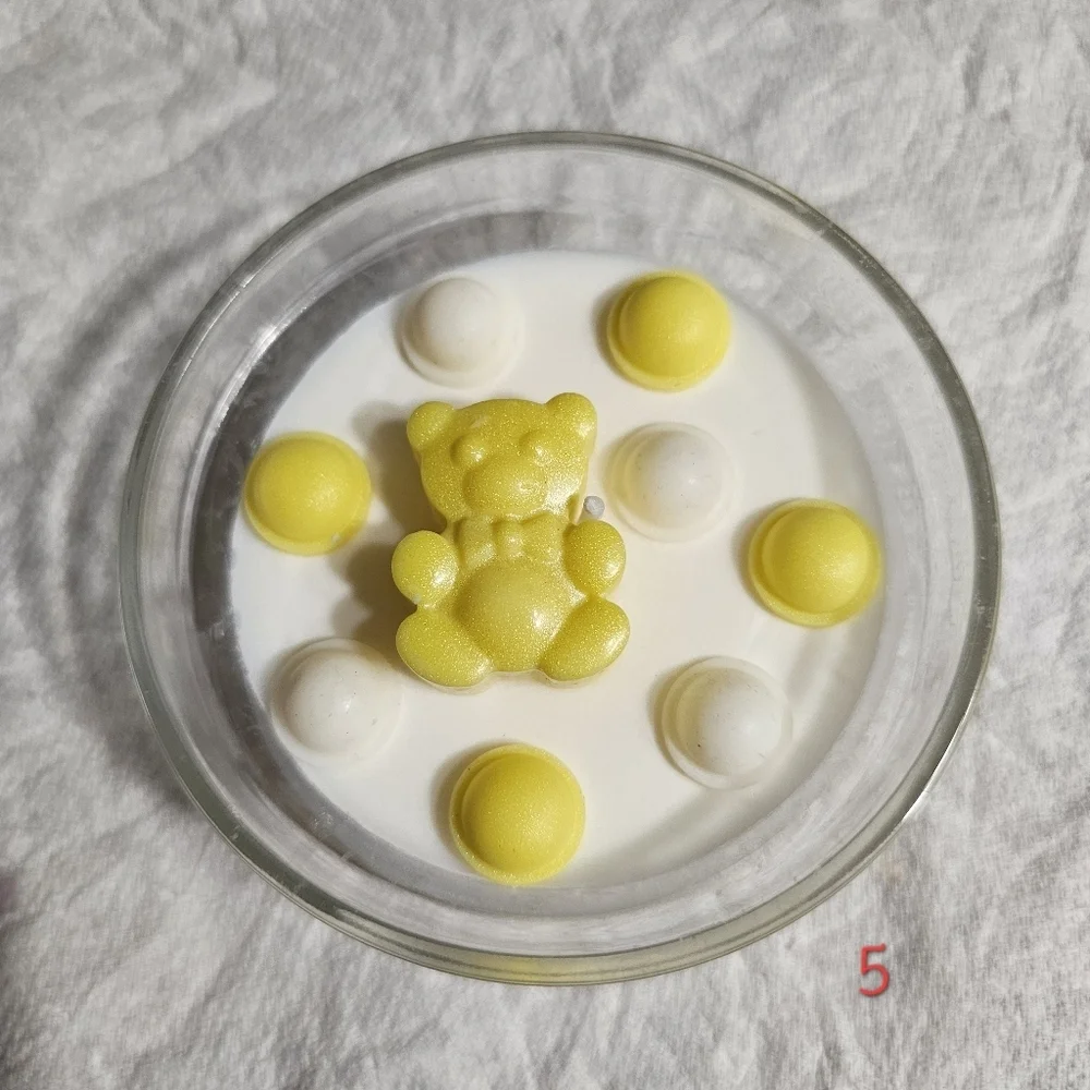 6 Personalized Yellow Bear Scented Baby Shower Birthday Candle Favors Giveaways